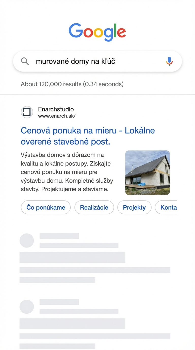 Screenshot z Google Ads - vyhľadávacia kampaň ENARCH, 7 konverzií za 34,76 €