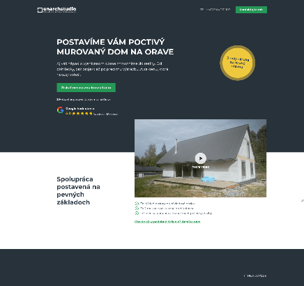 Screenshot predajnej landing page ENARCH