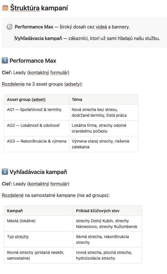 Stratégia kampaní - štruktúra Performance Max a vyhľadávacej kampane
